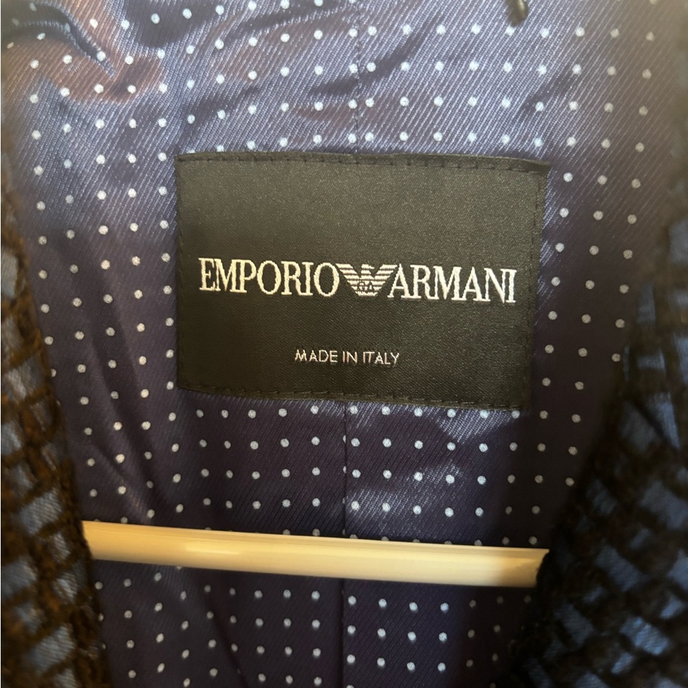 Emporio Armani Blue Wool Jacquard Mid Lengtb
A-Line Coat - Picture 4 of 9